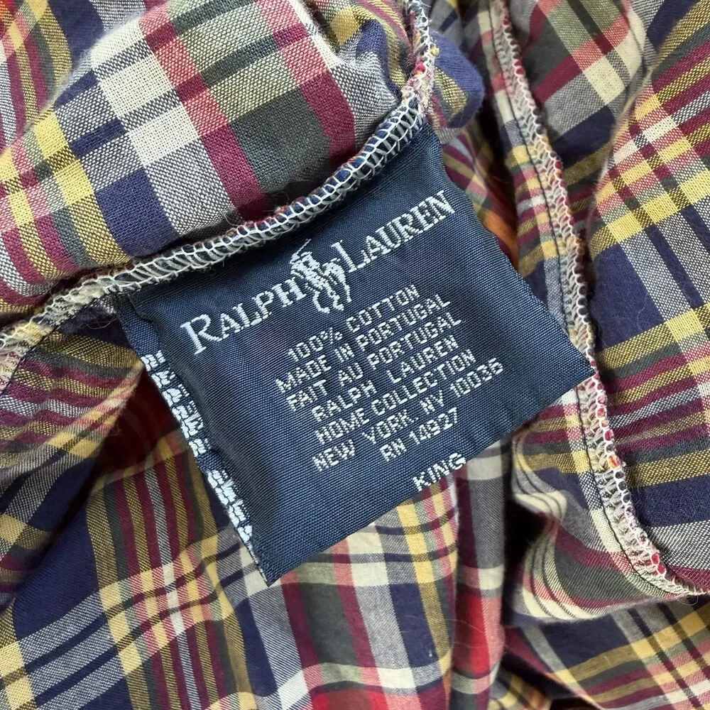 Vintage Ralph Lauren King Duvet Cover Kennebunkport Bedding Preppy Plaid